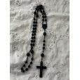 画像1: ロザリオ　十字架ネックレス　黒 (1)